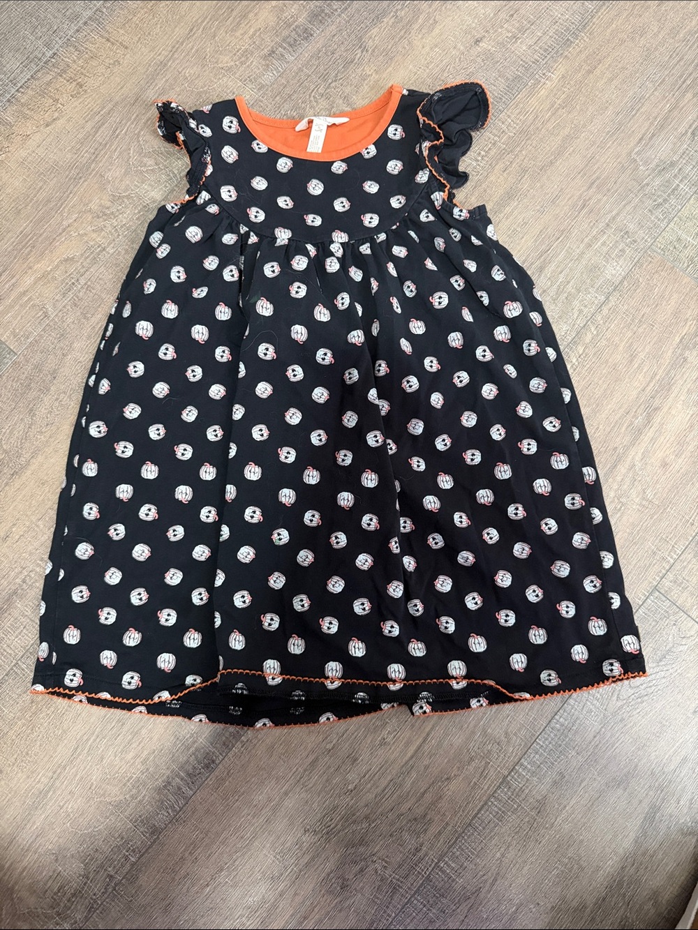 Matilda Jane Black Dress with Orange Trim and White Pumpkin Dots